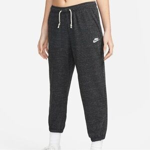 NIKE Heathered Black Sportswear Gym Vintage High‎ Waisted Thin Cotton Capri Sz S